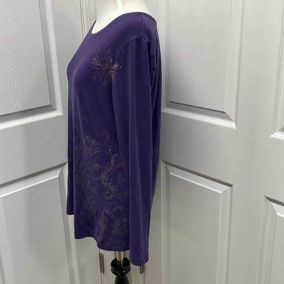 Coldwater Creek Purple Glitter Long Sleeve Tee Medium - Picture 3 of 9